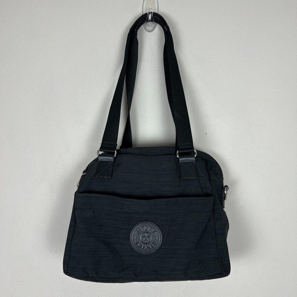 Kipling Shoulder Bag Black Nylon Travel Double Strap Lightweight Solid Medium‎